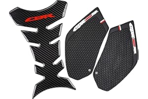 REVSOSTAR Black Real Carbon Look Sticker Decal, Protector Pad for CBR 600RR 2003-2006, Anti Slip, Traction Side, Fuel Knee Grip Decal, Polyvinyl Chloride, Waterproof, Outdoor Usage