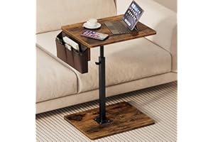 Vagusicc Sofa Armrest Tray Table for Couch, 360° Swivel Height Adjustable TV Tray Table for Small Spaces, Snack Side Table for Couch, Bed, Chair, C Shaped End Side Table for Eating, Reading, Laptop