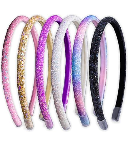 Amazon.com : Vodolo Glitter Headband for Girls,6 PCS Glitter  display picture 3