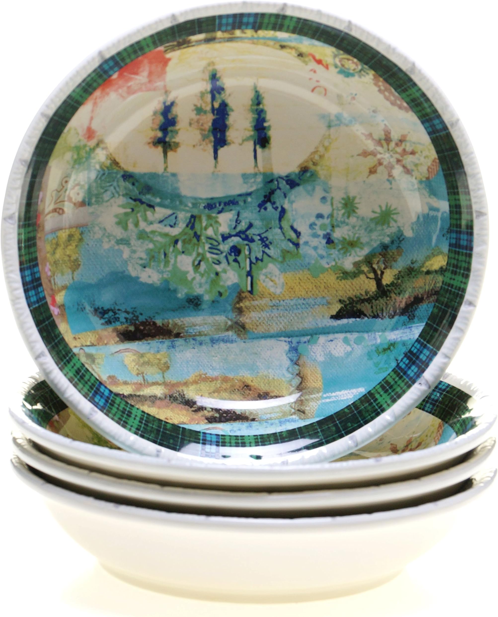 Tracy Porter 23556SET/4 Poetic Wanderlust 9.5" x 2" Folklore Holiday Set/4 Soup/Pasta Bowl, Ceramic, Multicolor
