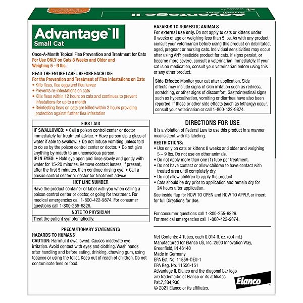 ADVANTAGE II SMALL CAT VET-RECOMMENDED FLEA TREATMENT & PREVENTION | CATS 5-9 LBS. | 4-MONTH SUPPLY