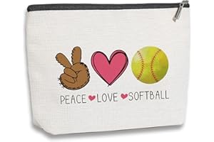 kdxpbpz Softball Gifts Makeup Bag Inspirational Gifts for Women Her Softball Lovers Mom Grandma Sister Birthday Gifts for Female Coworker Friend BFF Besties