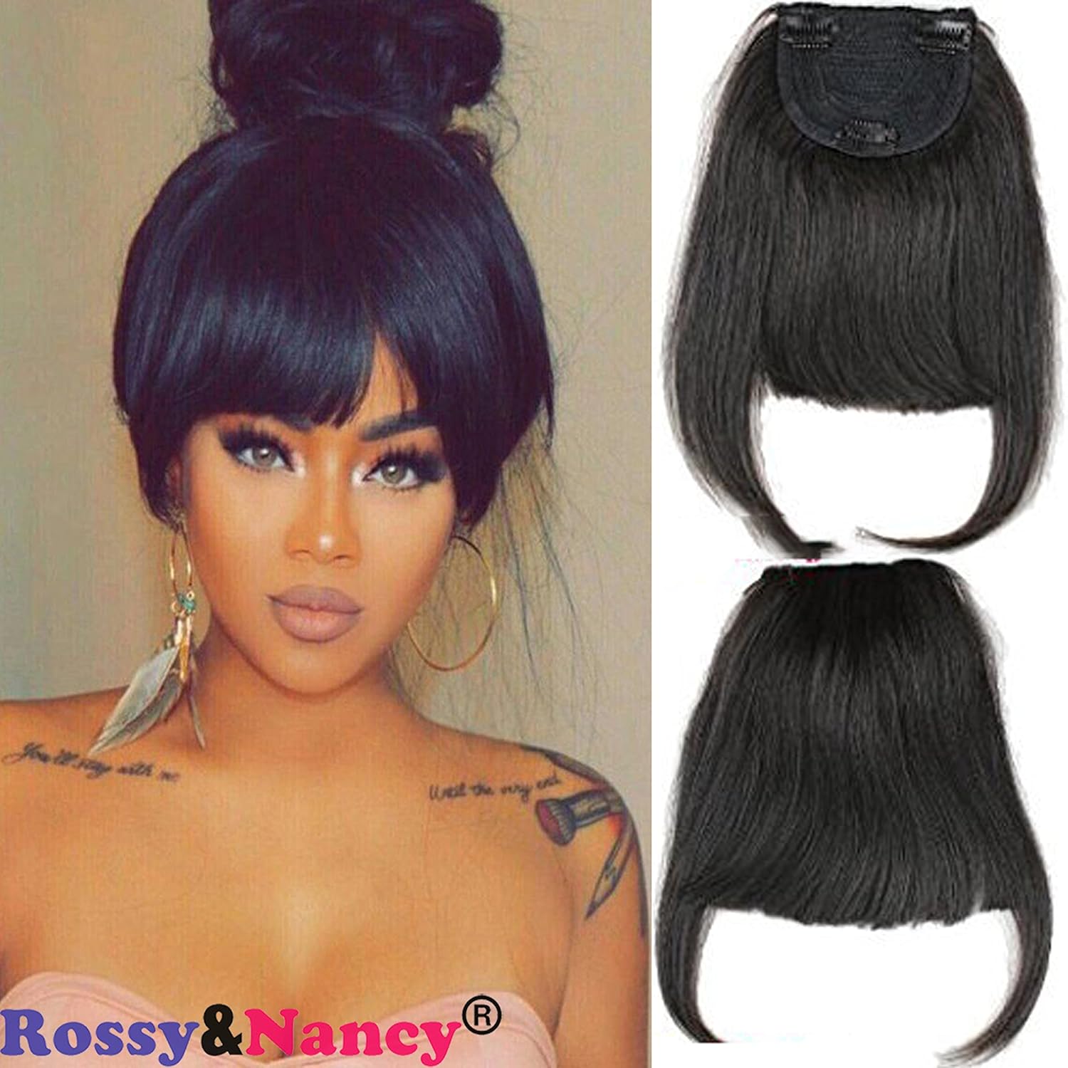 1b Rossy Nancy 1b Brazilian Human Hair Clip In Hair Bang Full