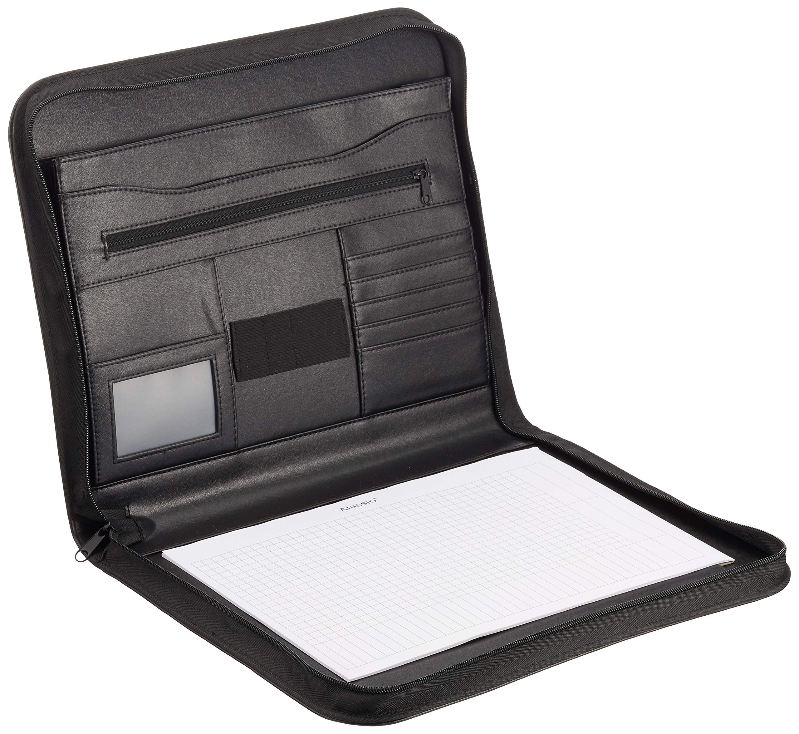 Alassio Vernazza 30142 Writing Case in DIN A4 Format, Business Folder Made of Imitation Leather, Document Folder in Black, Expanding File Approx. 36 x 29 x 5 cm, Folder with Compartment Pocket