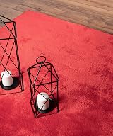 the carpet Relax Modern Fluffy Short Pile Rug Red 200 x 200 cm Round view 4