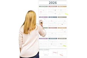 GuassLee Large Yearly Wall Calendar 2026, Full Year Calendar One Page, Jan. 2026- Dec 2026, Annual Wall Calendar 2026, 24"X 4