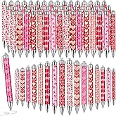 Affrolling 72 Pack Heart Ballpoint Pens, Black Ink Retractable Pens with Assorted Heart Patterns, Romantic Gift for Gift Exchange, Office, Party Favors