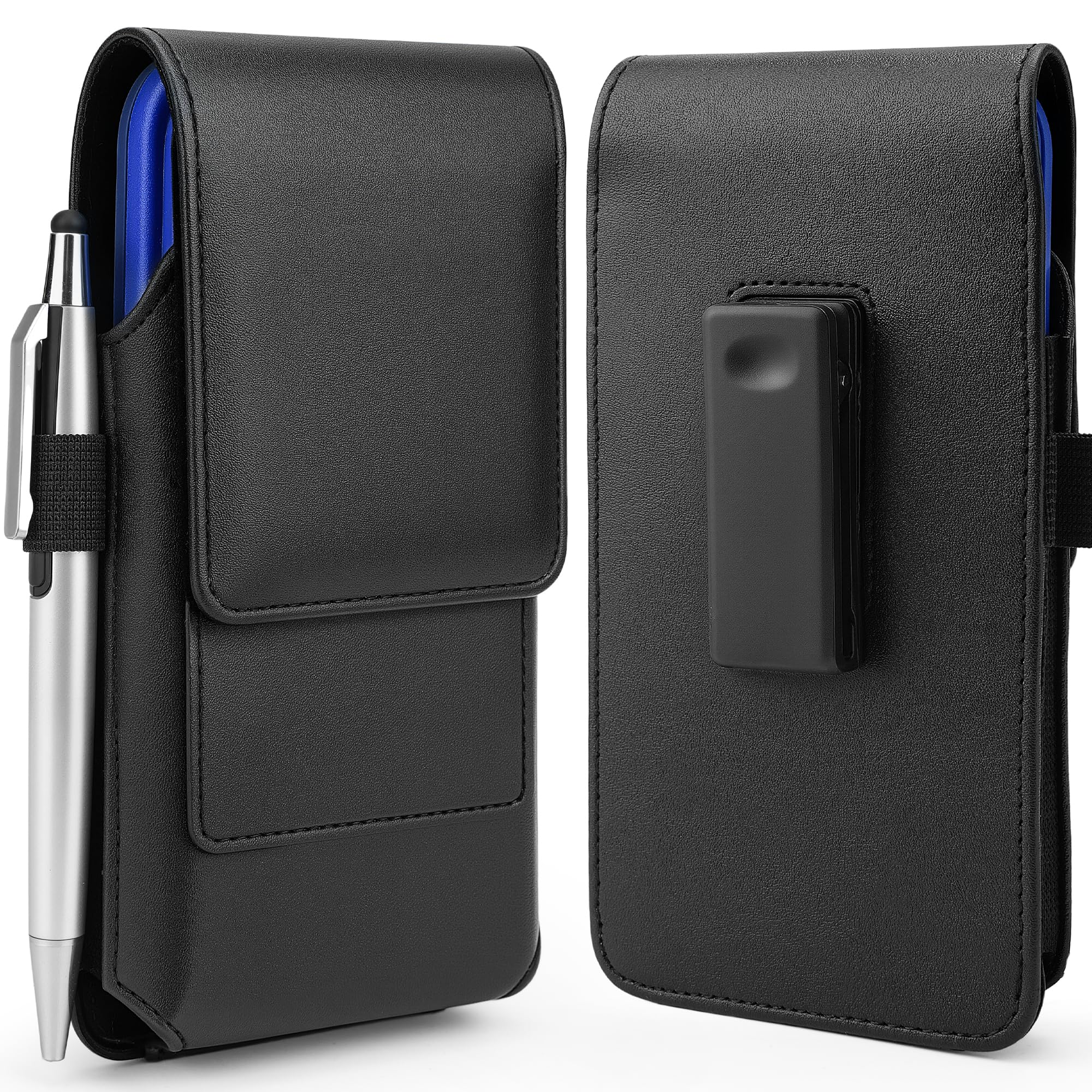 Mopaclle Vertical Phone Holster with Rotating Belt Clip, Compatible with iPhone 17 Pro, iPhone 16 15 14 13 12 Pro, Galaxy S25 S24 S23 S22 – Cell Phone Belt Holder for Men Women, Fits with Case On