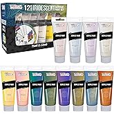 U.S. Art Supply 12-Color Iridescent Acrylic Paint Set Large 75ml Tubes | Luminescent, Chameleon, Color-Shifting Pearl Colors, Crafting Paints, Iridescent Paint Acrylics for Canvas, Wood, Rock, Paper