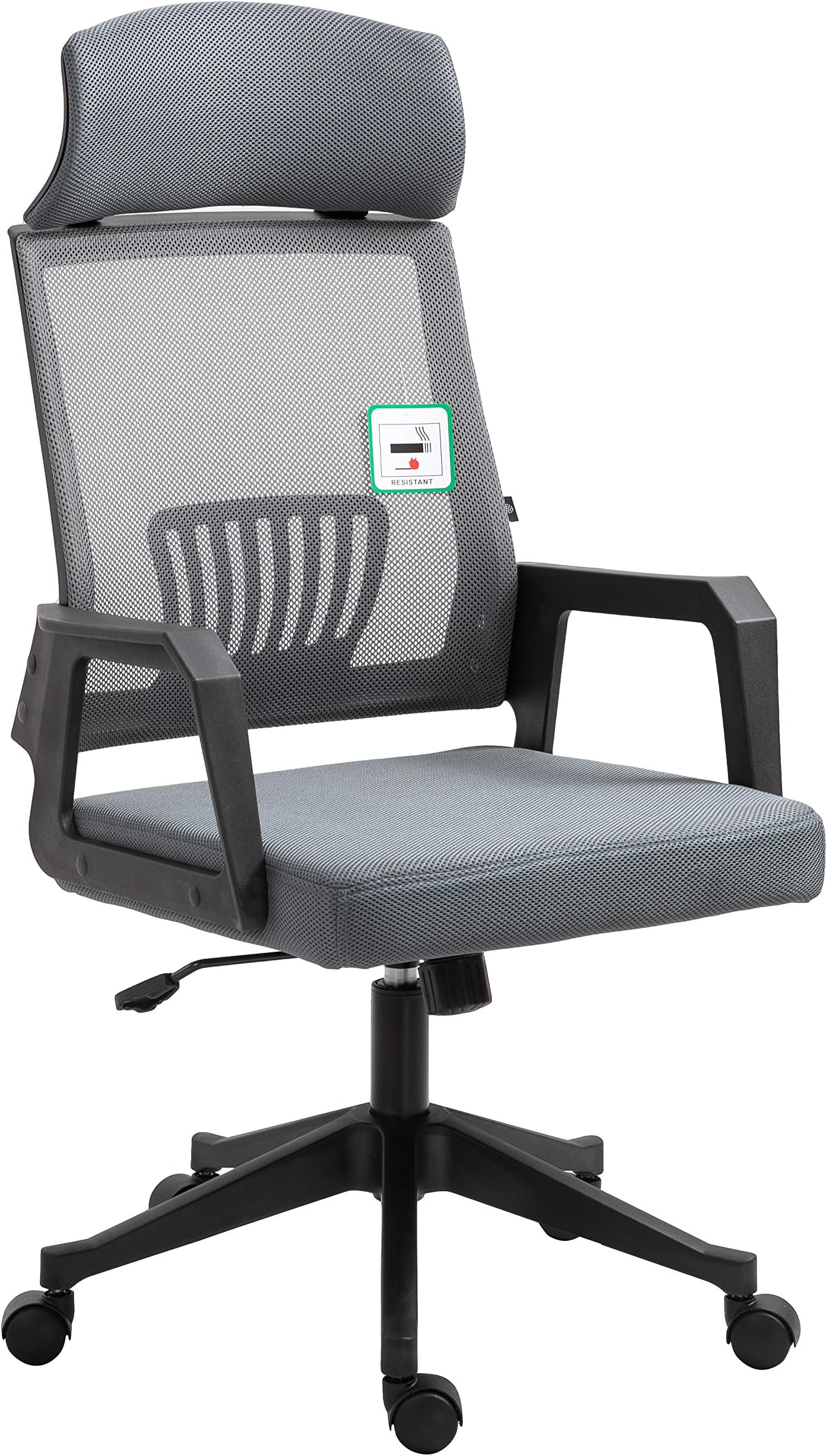 Cherry Tree Furniture Beni Mesh Fabric Swivel Office Chair with Headrest (Grey)