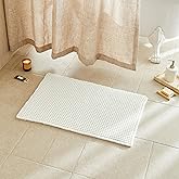 TYUU Cream White Bathroom Rugs, Waffle Bath Mat Non Slip Washable Super Absorbent Quick Dry Boho Farmhouse Bathroom Decor, 24"x16" Cream White