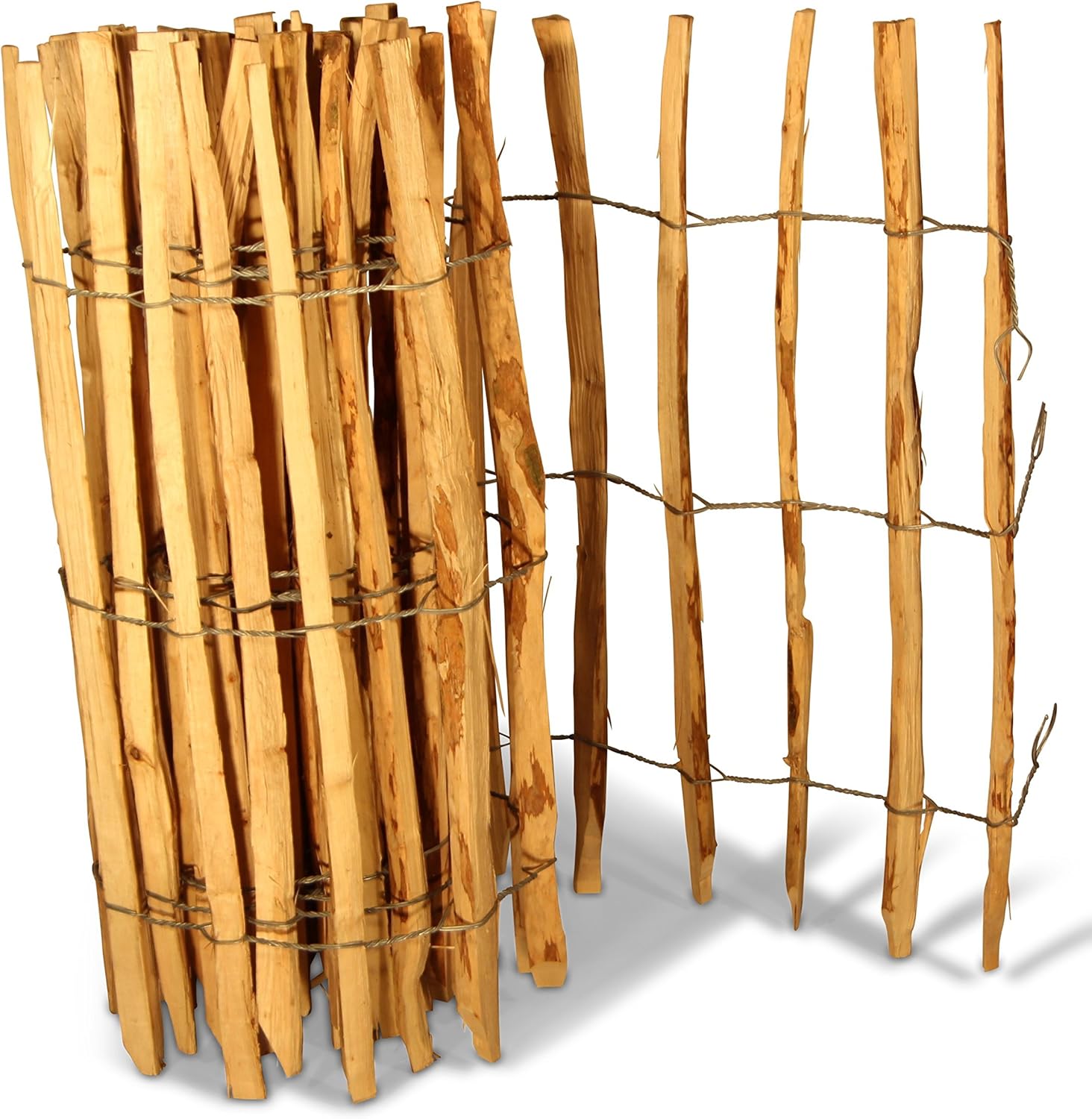 Hazelnut Wooden Fence, Roll Fence, bar distance 79 cm, length 500 x