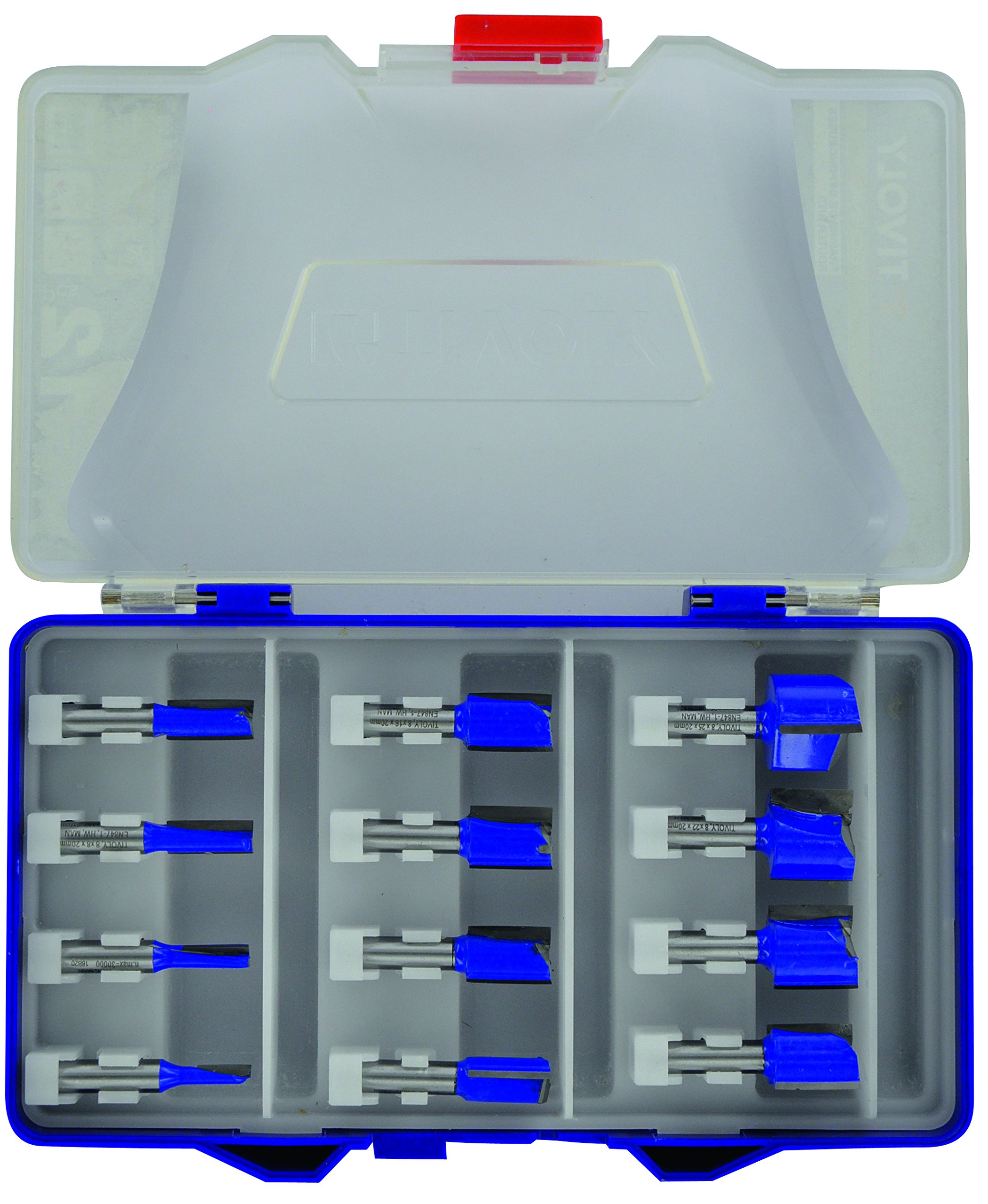 Tivoly XT606470002 Groove Router Bits, Blue, Set of 12