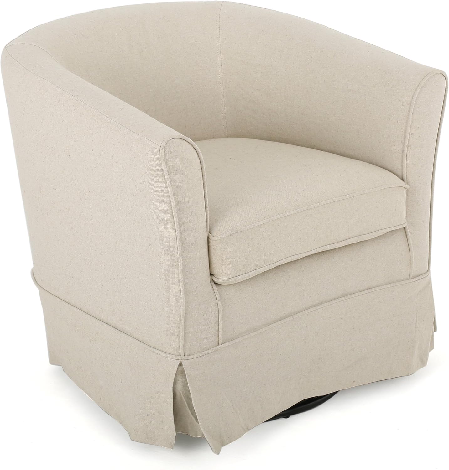Christopher Knight Home Cecilia Swivel Chair with Loose Cover, Natural Fabric: Furniture & Decor