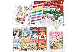 WWN 24 Pack Christmas Party Favors for Kids: Bulk Mini Water Coloring Books with 24 Water Cups, Stocking Stuffers Goodie Bag Fillers, Paint Art Crafts, Classroom School Prizes & Xmas Birthday Return Gifts