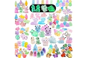 ElpizoFos 130pcs Various Luminous Mini Resin Animal Figurines Glow in The Dark Miniature Figures Ornament Fairy Garden Accessories Aquarium Landscape Bonsai Dollhouse Decor