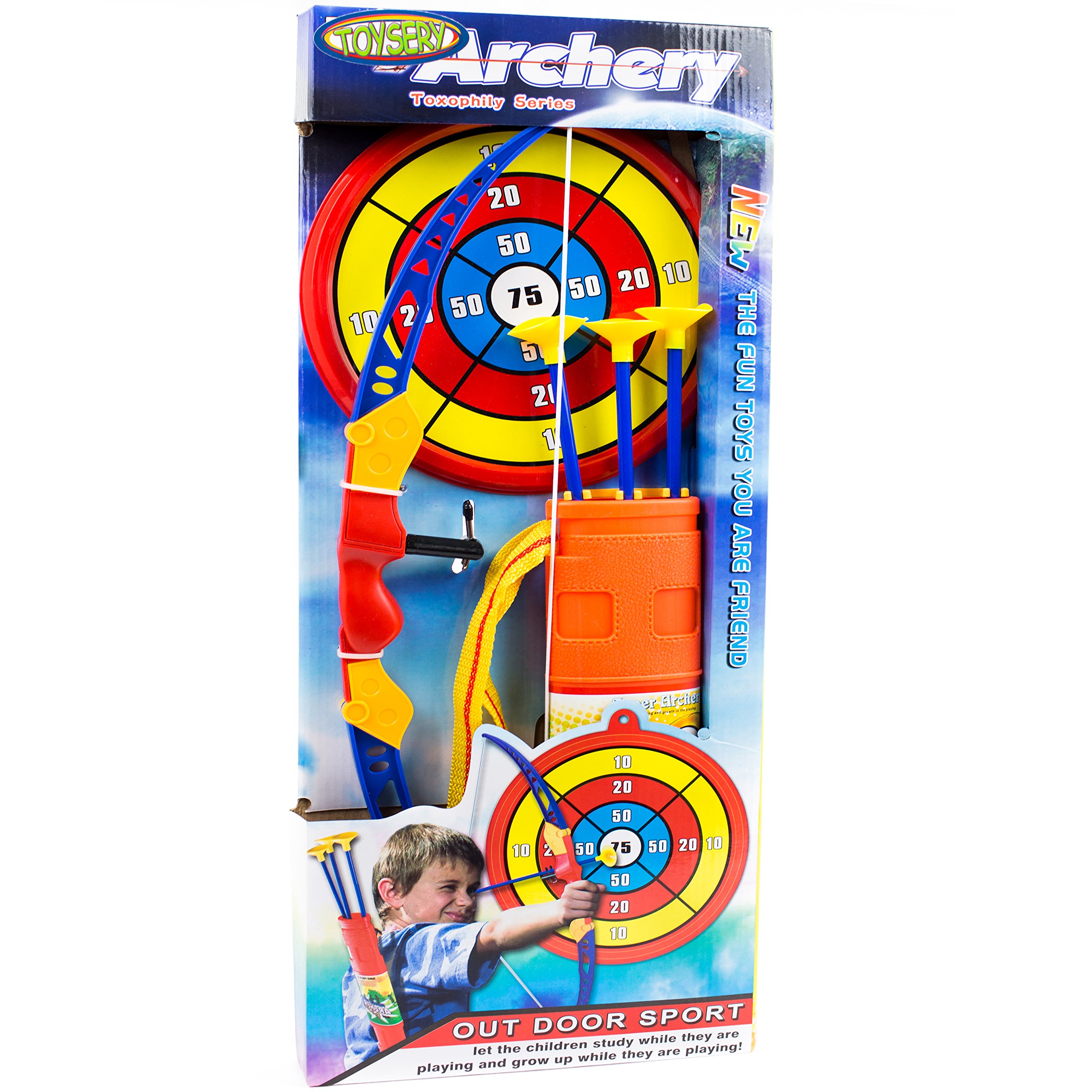 Galleon Toysery Kids Archery Bow And Arrow Toy Set With Target Outdoor Garden Fun Game.