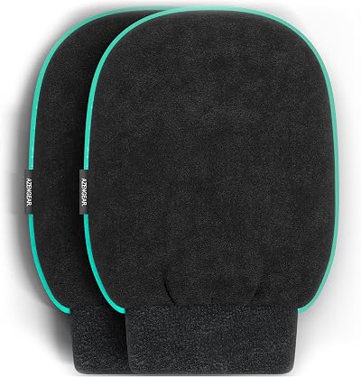 aZengear Exfoliating Glove 2 Pack, Deep Cleansing Scrub Mitts