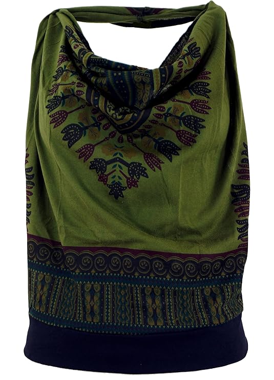 Guru-Shop Goa Top, Dashiki Psytrance Neckholder Top, Damen, Baumwolle, Tops & T-Shirts Alternative Bekleidung