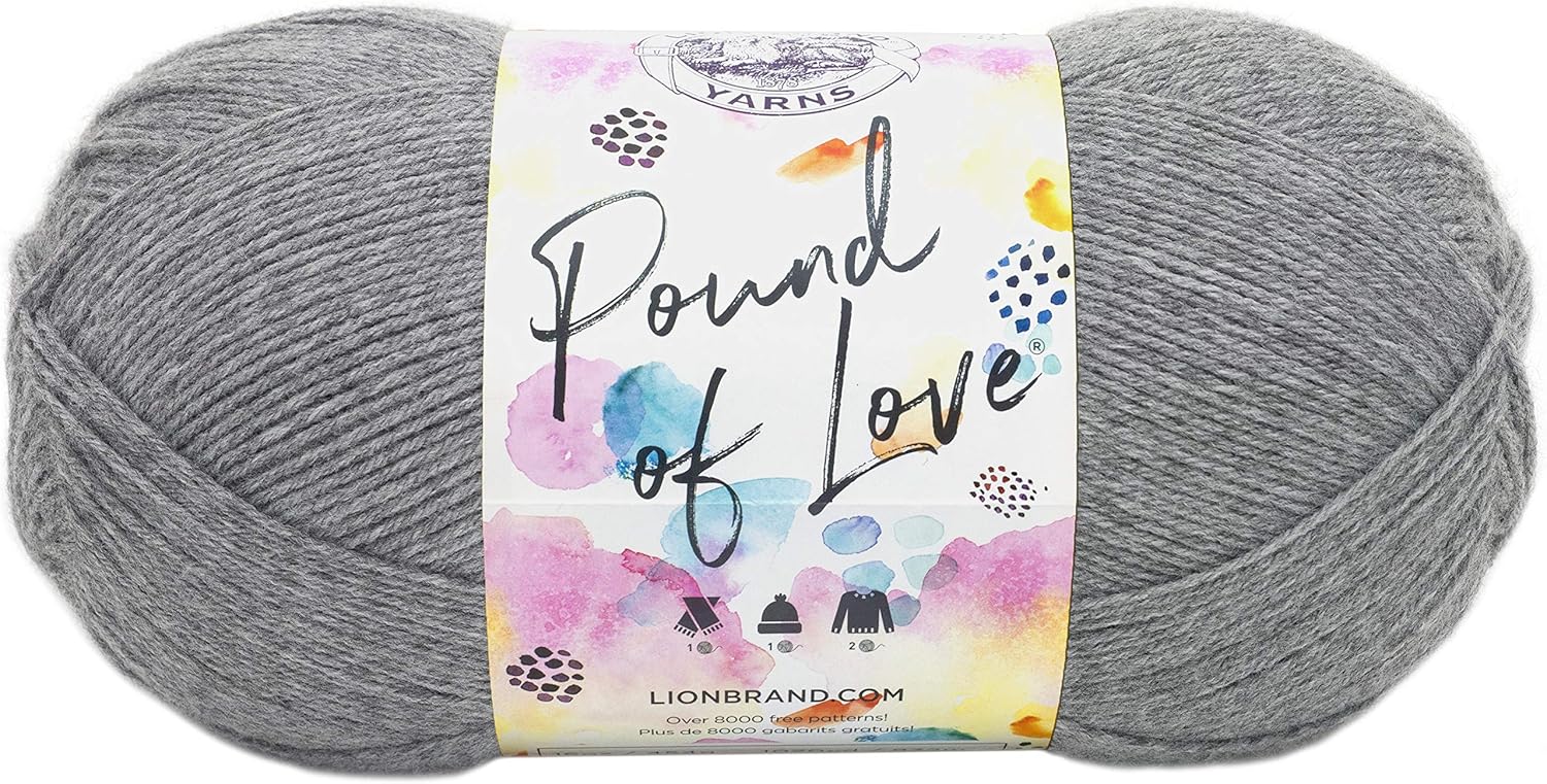 Lion Brand Yarn 550-150 Pound of Love Yarn, One Size, Oxford Grey
