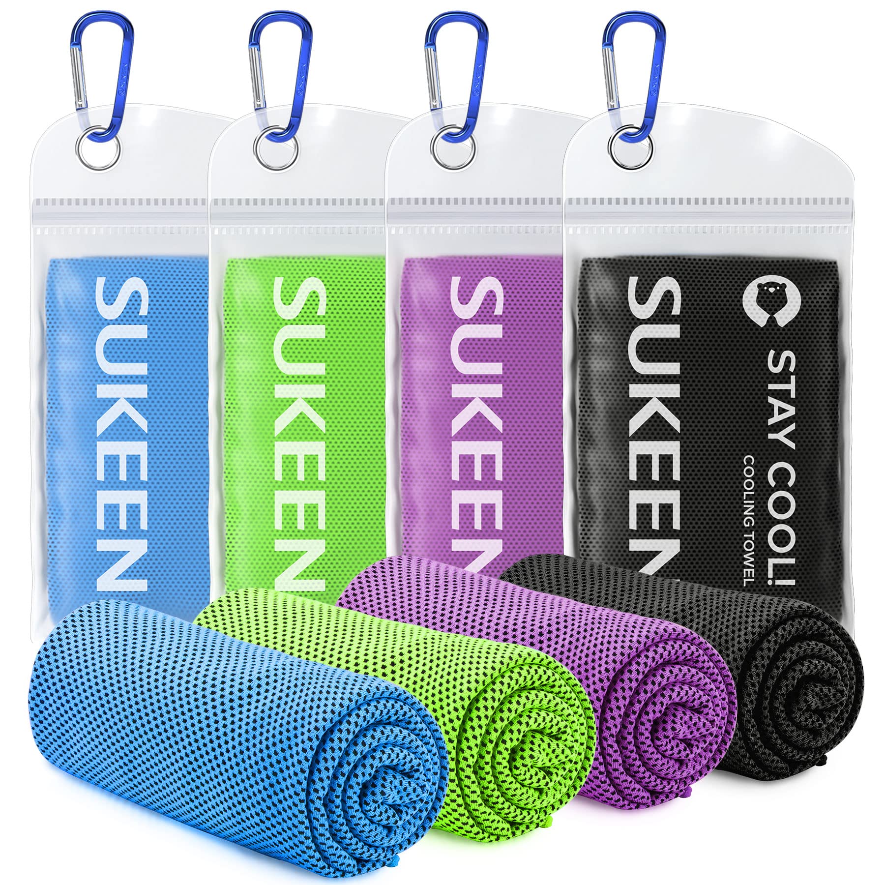 Sukeen Cooling Towel Cooling Towels for Neck Cool Towel for Instant Cooling Relief Stay Cool Ice Towel Gym Cooling Towel for Men & Women (Blue/Green/Black/Purple)