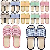 Eorbow 10 Pairs Washable House Slippers for Guests, Disposable Indoor Slipper with Thick Sole, Non Slip Open Toe Slipper, Spa Slipper Bulk for Home, Hotel, Bedroom, Travel, Unisex Universal Size
