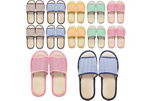Eorbow 10 Pairs Washable House Slippers for Guests, Disposable Indoor Slipper with Thick Sole, Non Slip Open Toe Slipper, Spa Slipper Bulk for Home, Hotel, Bedroom, Travel, Unisex Universal Size