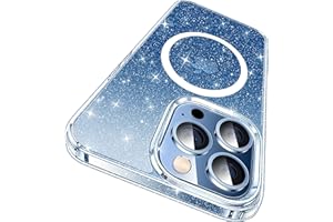 CASEKOO Magnetic Crystal Clear for iPhone 12 & 12 Pro Case [No.1 Strong Magnets][Never Yellow][MIL-Grade Drop Tested] Compatible with MagSafe Protective Slim Cover 6.1''2020-Clear Glitter