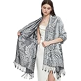 Gragengs Pashmina Shawl Wrap with Ethnic Paisley Two Tone Jacquard Scarf for Women