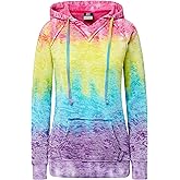 MV Sport Tie Dye Sweatshirts Hoodies for Women Rainbow Lightweight Pullover - Cotton Fleece Hoodie for Fall Winter Outfits