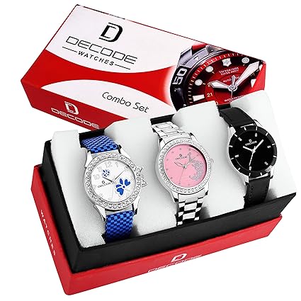 Decode Exclusive Women's Multi Colors Combo Of 3 Analogue Watch (Wx321)