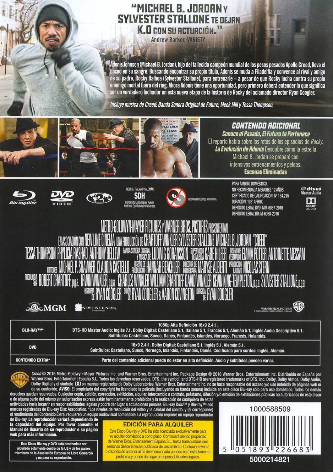 CREED la leyenda de rocky Blu Ray + DVD Alquiler: Amazon.es: Cine y Series TV