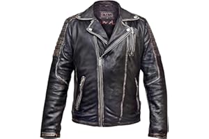 100% Sheep Leather Jacket for Men - Black Biker & Casual Motorcycle Jacket, Real Leather Everyday Wear