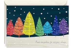 Hallmark Boxed Christmas, Rainbow Trees (16 Cards and 17 Envelopes)