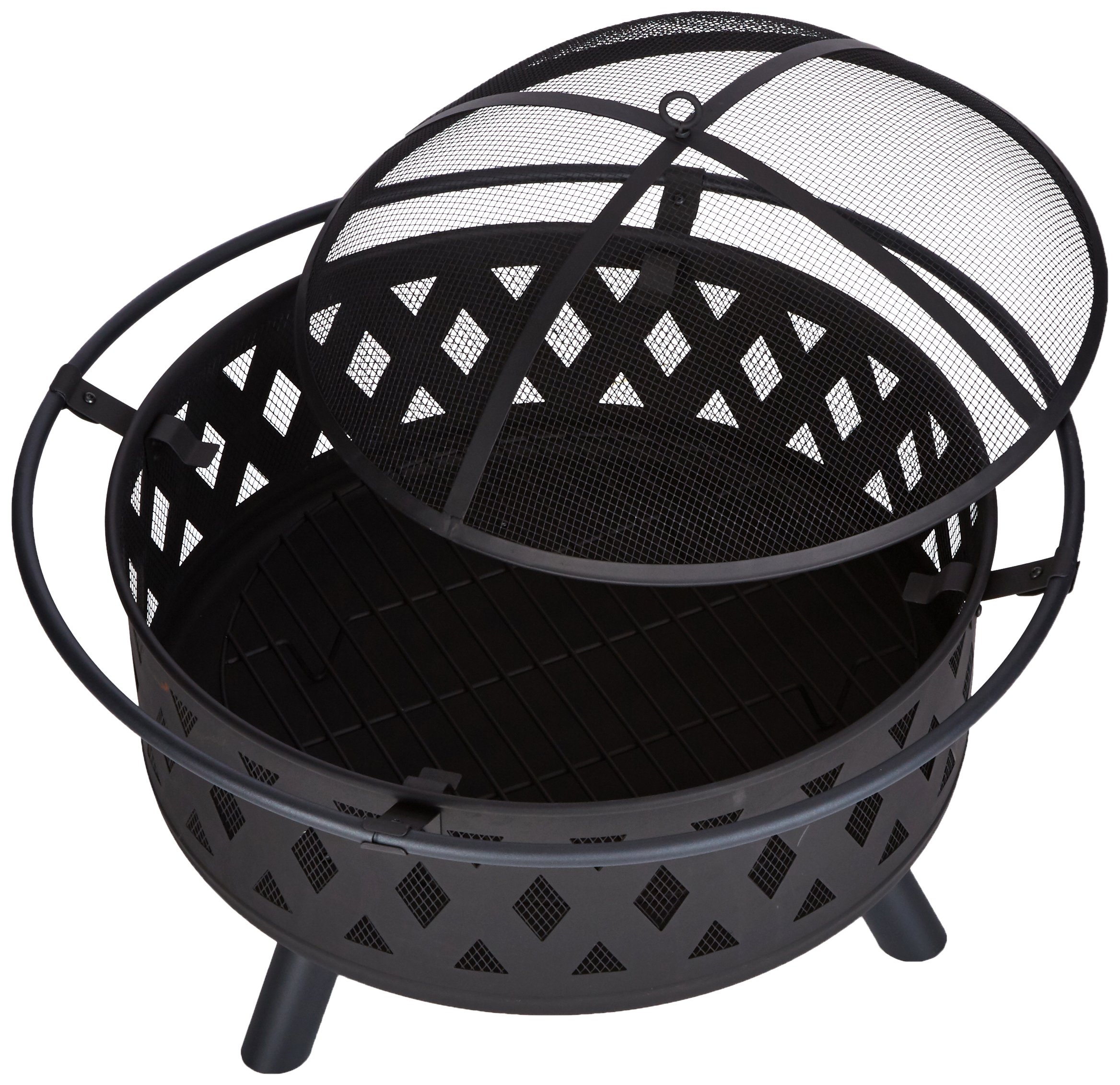 Fire Pit Set, Wood Burning Pit Includes Screen, Cover and Log Poker