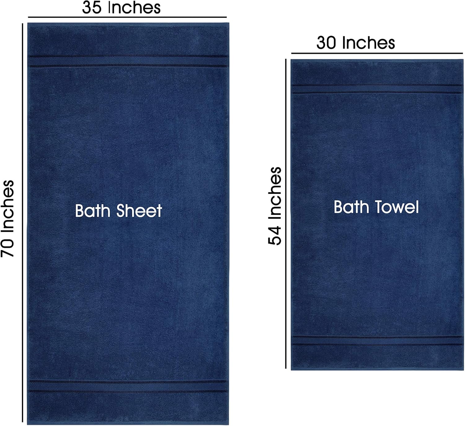 COTTON CRAFT Ultra Soft Luxury Set of 4 Ringspun Cotton Bath Towels, 580GSM, Heavyweight, 30 inch x 54 inch, Navy Blue: Home & Kitchen