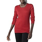 Amazon Essentials Women's Lightweight Long-Sleeve Cable Crewneck Sweater (Available in Plus Size)