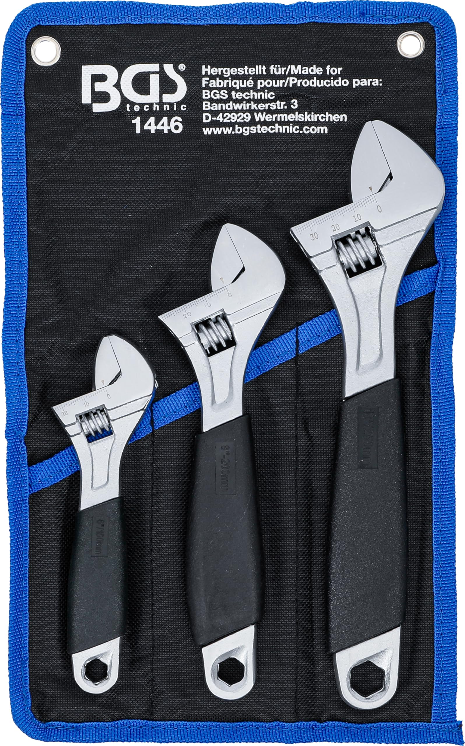 BGS 1446 | Adjustable Wrench with Soft Rubber Handle | 3 pcs.