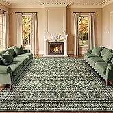 Lofus 9x12 Area Rug for Living Room,Green Washable Large Rugs with Non-Slip Backing,Soft Boho Carpets for Bedroom Dining Room Home Office Indoor Nursery