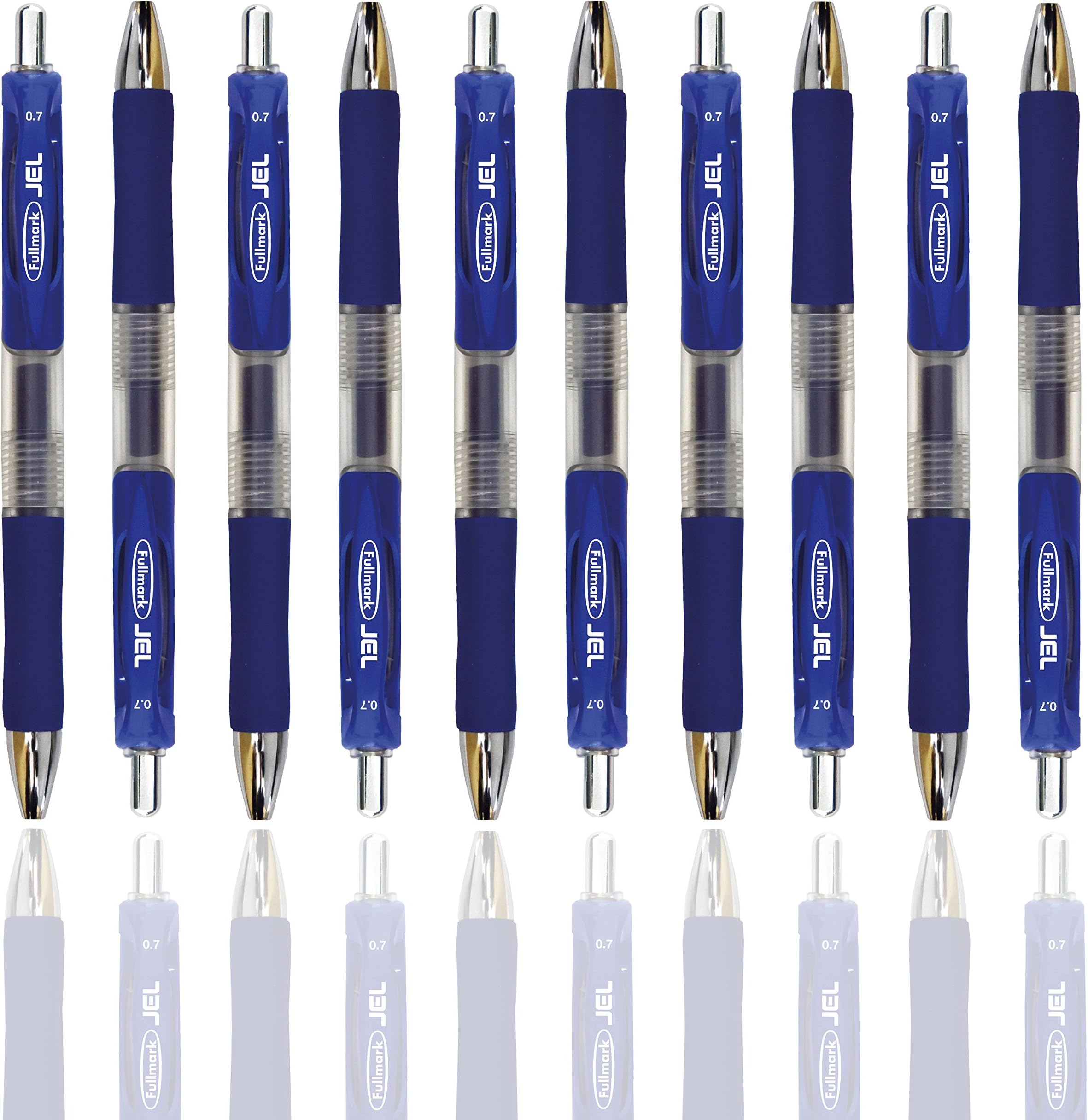 Fullmark JEL Retractable Premium Gel Ink Pens, Fine Point, Blue, 10-count Value Pack