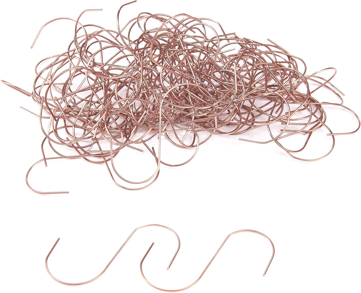 Ornament Hooks - BRUBAKER 50-Pack Ornament Hooks - S-Hook Ball Hangers for Christmas Balls and Tree Decorations - Metal Decorating Hangers - Copper