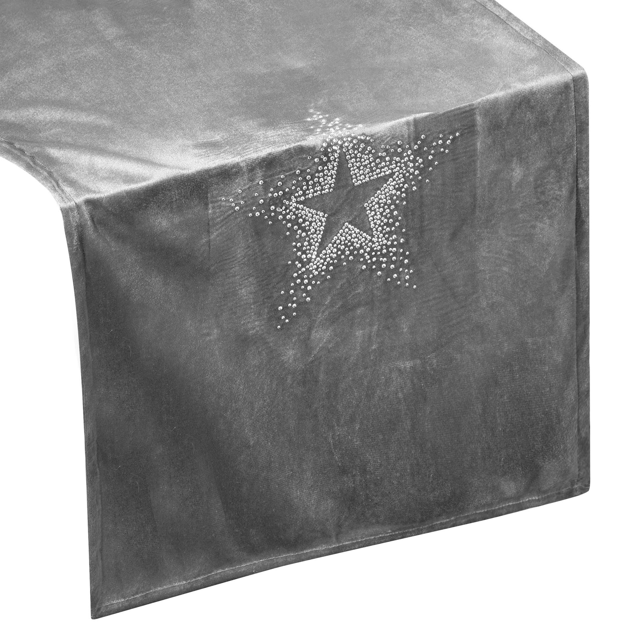 Eurofirany tablecloth, table runner, table decoration, table runner, tablecloth, Christmas, table decoration, stones, silver, 40 x 140 cm