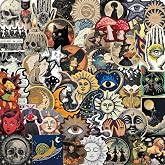 52Pcs Mysterious Celestial Stickers Pack, Celestial Witchy Tarot Sun Moon Waterproof Stickers, for Laptop,Kindle, Journal, Scrapbook, Suitcase, Water Bottle, Skateboard for Adults