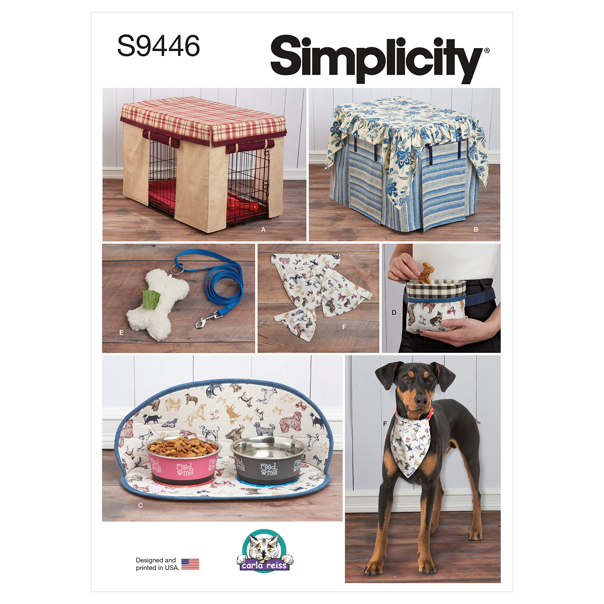Simplicity Sewing Pattern S9446 Pet Crate Covers in Three Sizes and Accessories, White,OSFA,SS9446OS