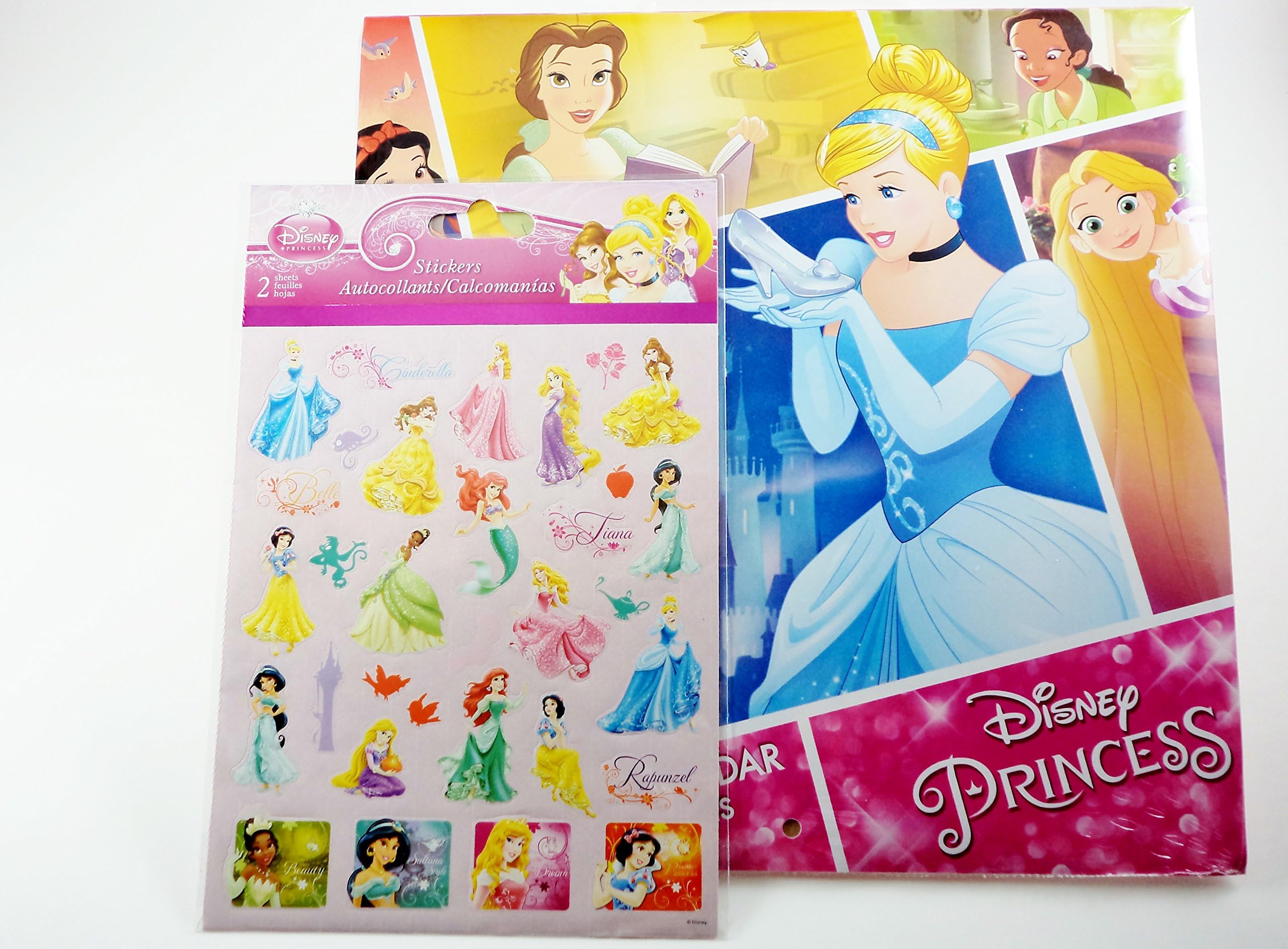 Disney Princess Wall Calendar 2017 - Sandylion Princess Sticker Gift Bundle
