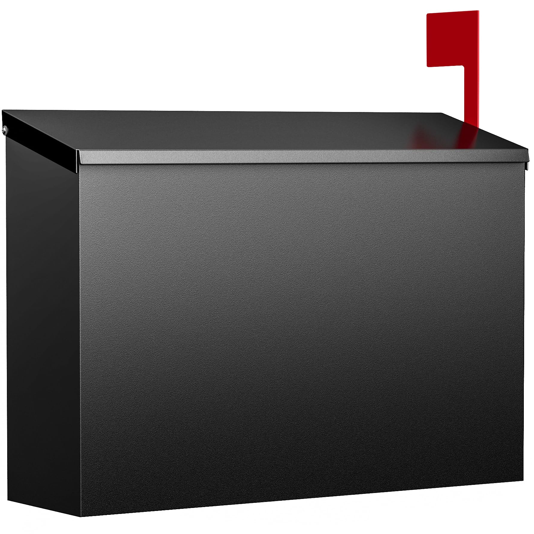 Photo 1 of VERSASKY Wall-Mount Mailbox for Outside, Large Capacity Rust-Proof Mail Box with Stay-Open Lid & Red Flag Kit, Galvanized Steel Weather-Resistant Post Box for House Outside, 10.5"x4.3"x14.2", Black