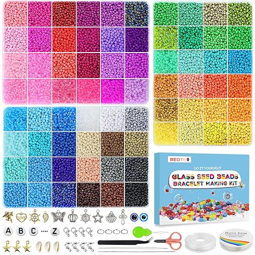 Redtwo 17800pcs 3mm Glass Seed Beads for Jewelry Bracelet Making