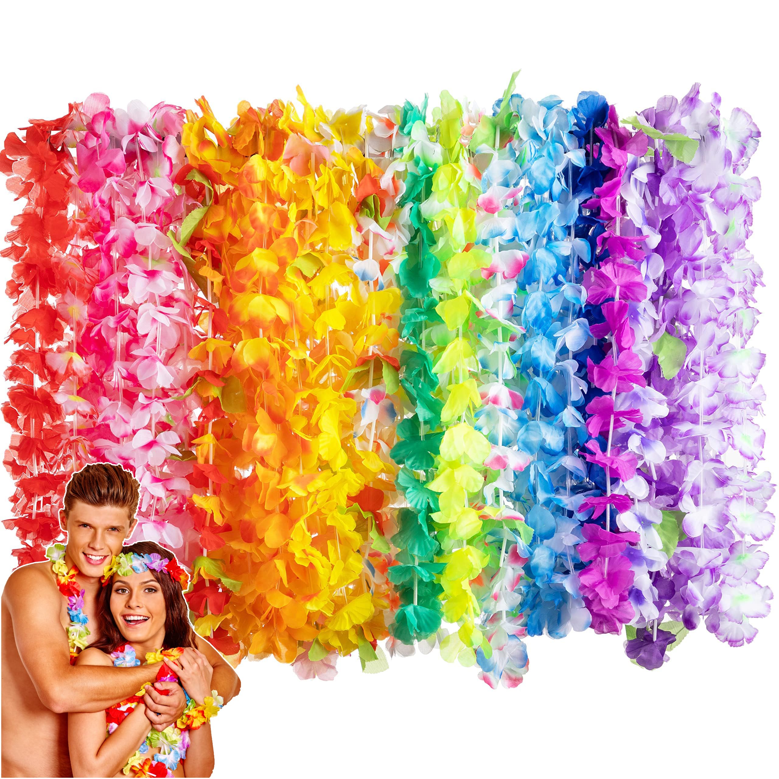 Photo 1 of Zeyoy 36 Pcs Leis for Luau Party Hawaiian Themed Leis Necklace Costume Accessories Flower Lei Theme Party Favors Wreaths Headbands Summer Beach Pool Birthday Theme Party Favors Supplies