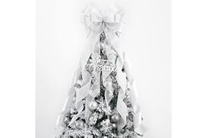 MEEDEE White Glitter Christmas Bows - 12" Wide Velvet Bows for Christmas Tree (1 Pack)