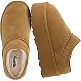 CUSHIONAIRE Huggy-2 Platform Slippers for Women, Cozy Genuine Suede Slip-On Ankle Boots for Indoor Outdoor Wear, Womens Slippers